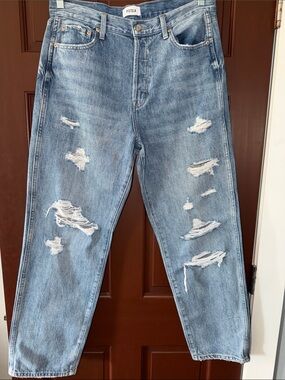 Pistola High Rise Distressed Relaxed Straight Jeans Size 29 Ripped Denim